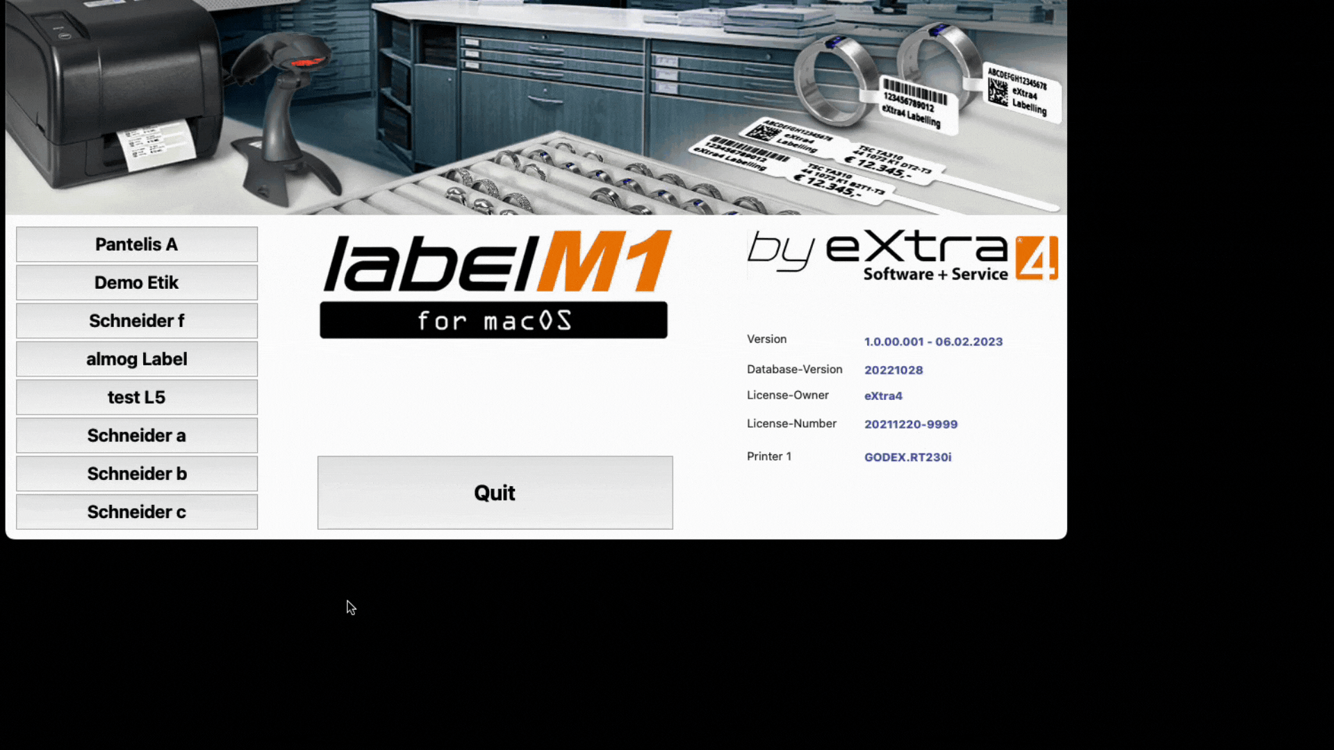 eXtra4-labelM1 software for label printing on MAC